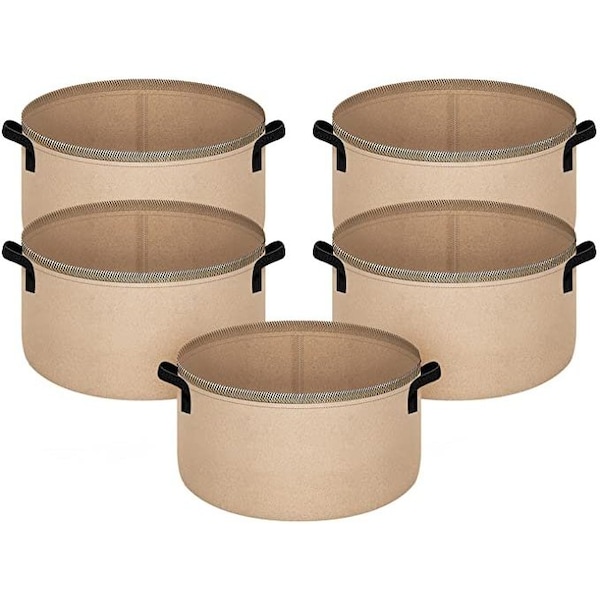 Ipower Grow Bag, 30-gallon, 5-pack, Tan, 5PK GLGROWBAG30X5TAN - main